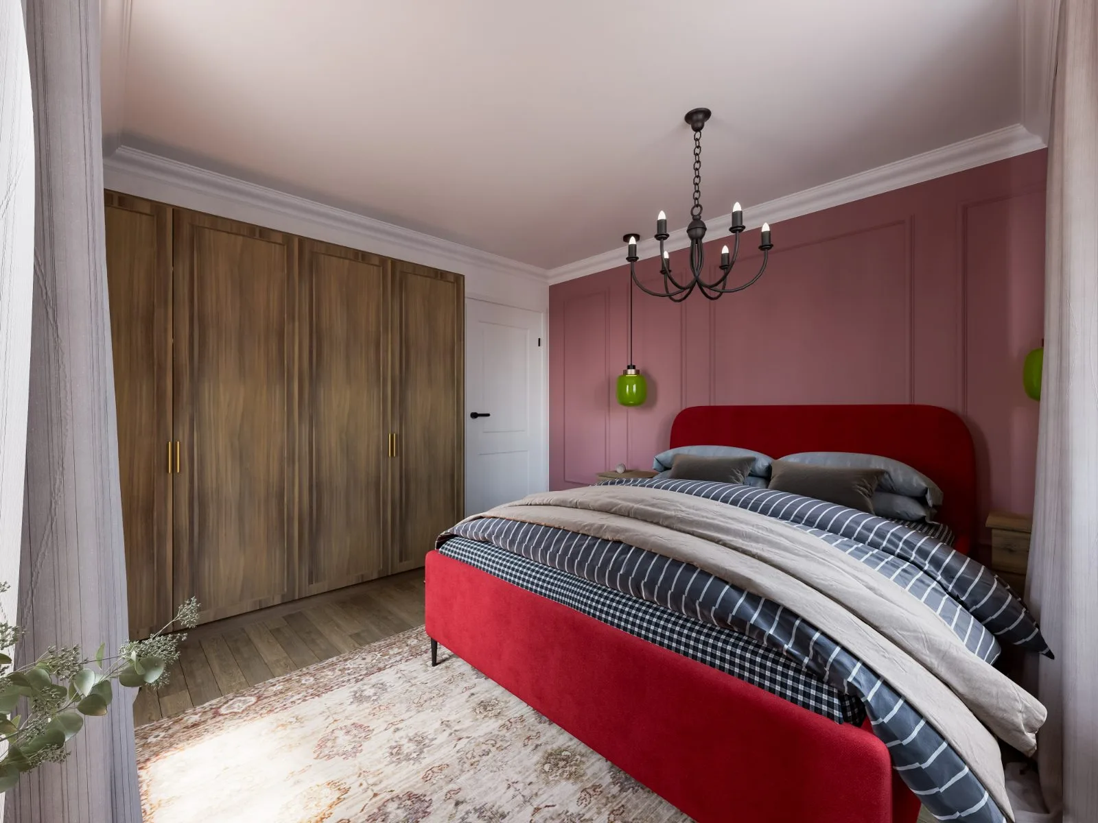 Crimson Bedroom — bedroom interior visualisation