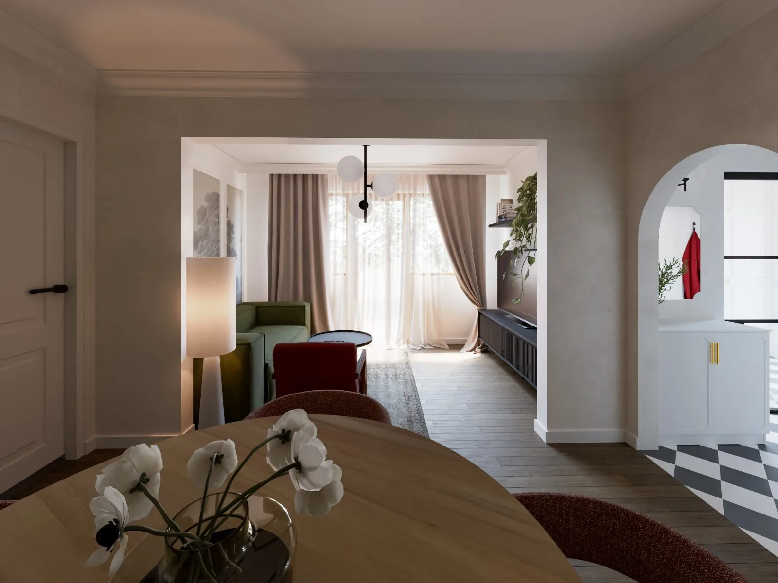 Arched Apartment — living space interior visualisation